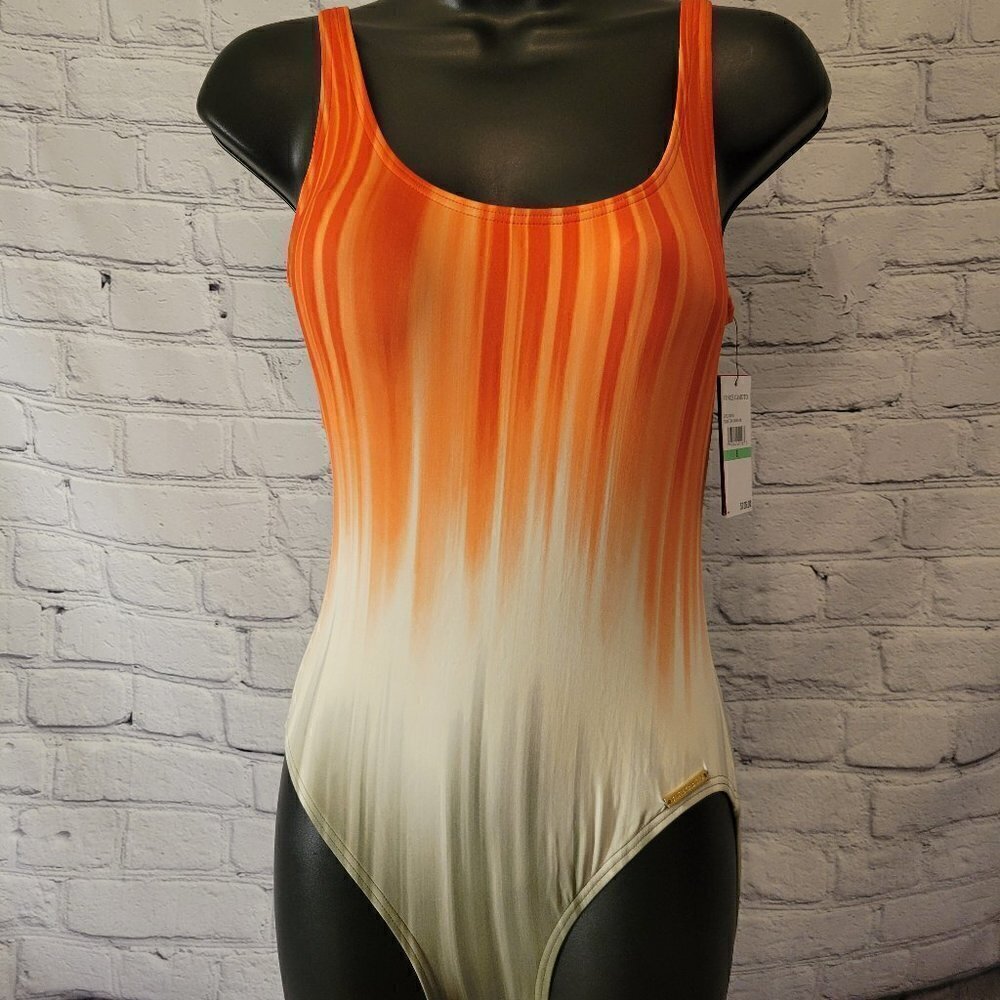 Vince Camuto SAFARI GREEN Dip-Dyed Scoop-Neck One-Piece Swimsuit